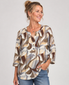 SOUTHERN LADY 44L9P PETITE FRESH IDEA 3/4 SLV PLEATED BUTTON TOP GREY