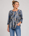 LINKS 44N4P PETITE KEEN EYE 3/4 SLEEVE TOP NAVY