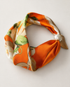 MAGNETIC PEARL SATIN NECK SCARF ORANGE FLOWER