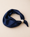 MAGNETIC PEARL SATIN NECK SCARF SOLID NAVY
