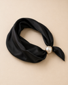 MAGNETIC PEARL SATIN NECK SCARF SOLID BLACK