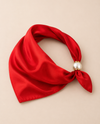 MAGNETIC PEARL SATIN NECK SCARF SOLID RED
