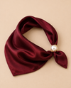 MAGNETIC PEARL SATIN NECK SCARF SOLID BURGUNDY