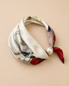 MAGNETIC PEARL SATIN NECK SCARF CARRIAGE & BELT RED