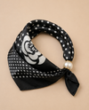 MAGNETIC PEARL SATIN NECK SCARF DOT/FLOWER BLK
