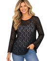 MADE IN ITALY LU11623 TRIM FIT LACE TOP BLACK
