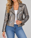 INSIGHT BCJ1809APR PRINTED METALLIC VEGAN LEATHER JACKET