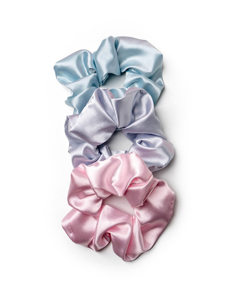 LLSCR OVERSIZED SATIN SCRUNCHIE - 3 PACK PINK