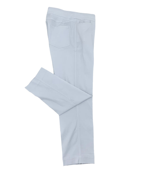 SLIMSATION M12713PM PULL ON CROP PANT WITH REAL FRONT POCKETS WHITE