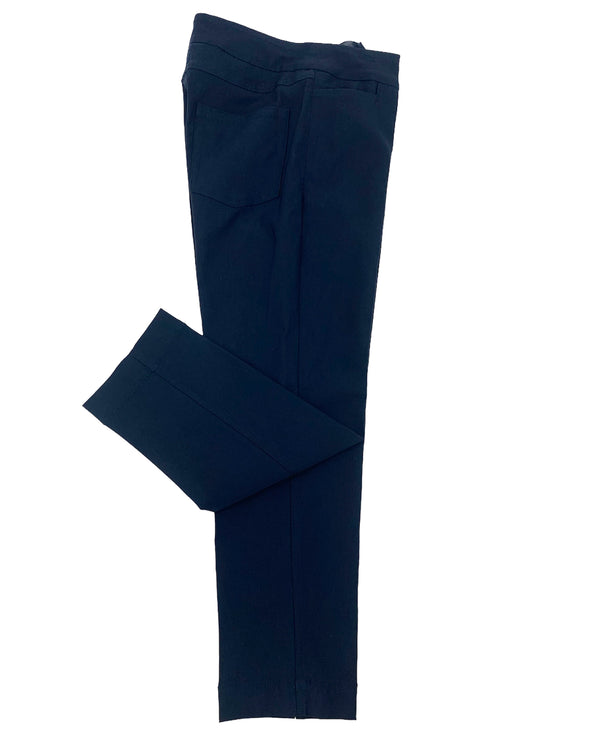 SLIMSATION M12713PM PULL ON CROP PANT WITH REAL FRONT POCKETS MIDNIGHT