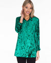 MULTIPLES M43110BM TURN-UP CUFF LONG SLEEVE BUTTON FRONT SHIRT EMERALD