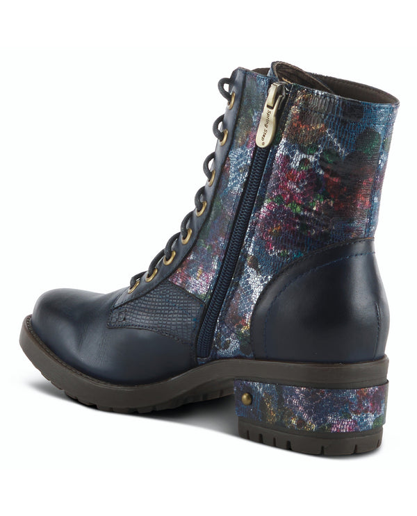 L'ARTISTE MARTY-MET METALLIC FLORAL ACCENT BOOT NAVY MULTI