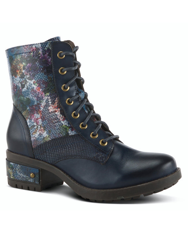 L'ARTISTE MARTY-MET METALLIC FLORAL ACCENT BOOT NAVY MULTI