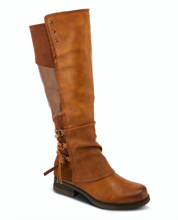 Spring Step Maxie Tall Patchwork Boot CAMEL