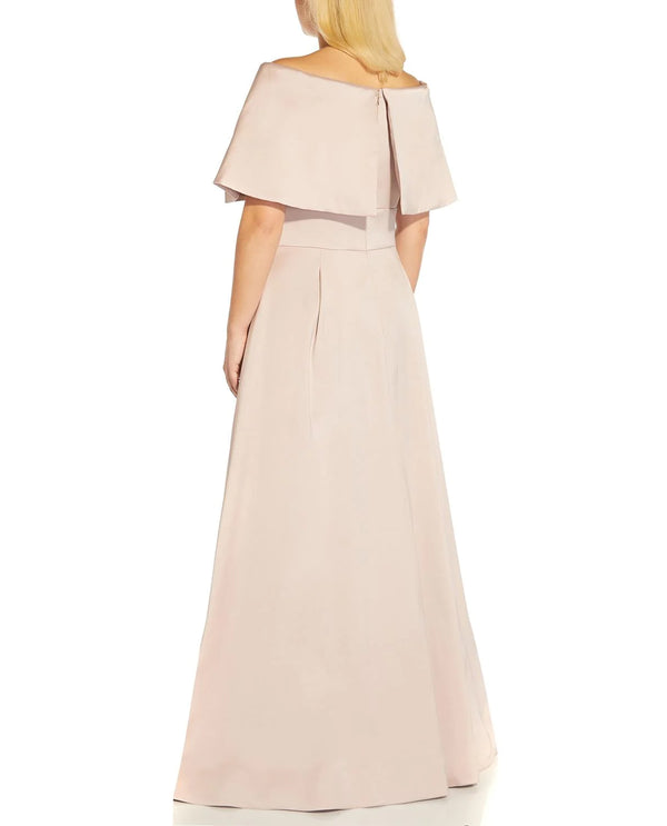 AIDAN MATTOX MD1E206127 PORTRAIT COLLAR GOWN PALE BLUSH