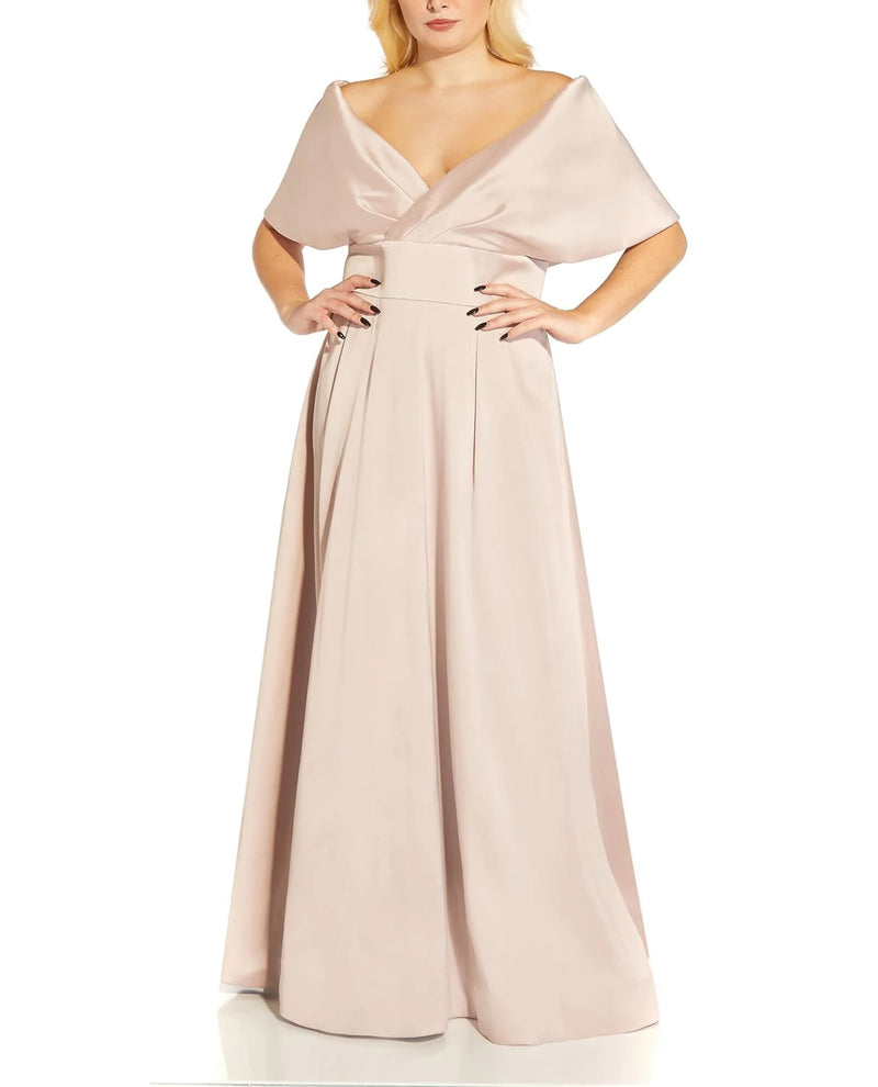 AIDAN MATTOX MD1E206127 PORTRAIT COLLAR GOWN PALE BLUSH