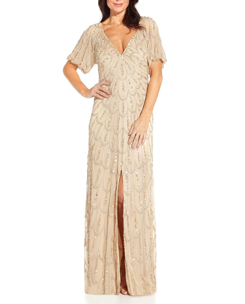 AIDAN MATTOX MD1E207203 V NECK PUFF SLEEVE AIDAN MATTOX MD1E207203 V NECK PUFF SLEEVE