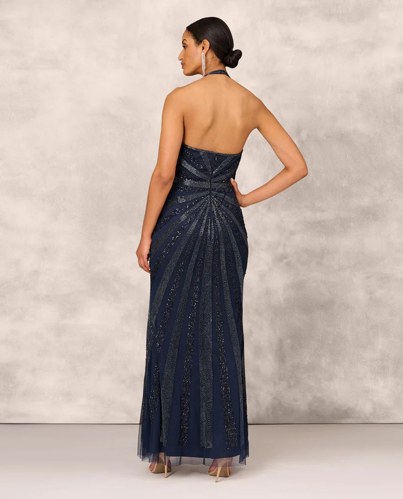 AIDAN MATTOX MD1E207348 V NECK BEADED HALTER - Main Image