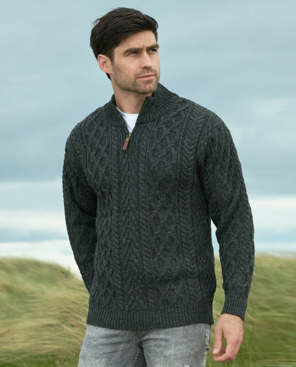 MEN'S DONEGAL HALF ZIP SWEATER X4295 CHARCOAL