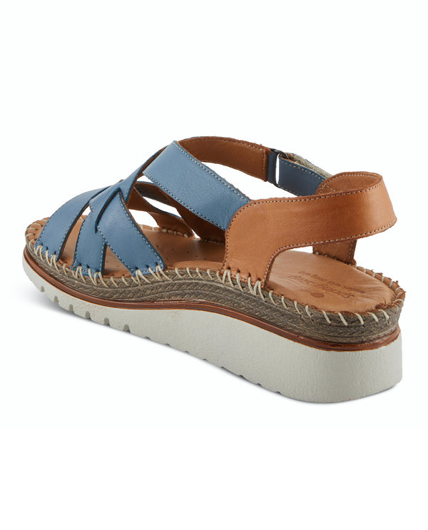 SPRING STEP MIGULA 2-TONE CROSS STRAP SANDALS BLUE