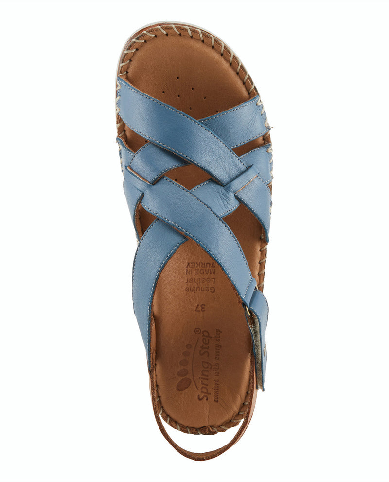 SPRING STEP MIGULA 2-TONE CROSS STRAP SANDALS BLUE