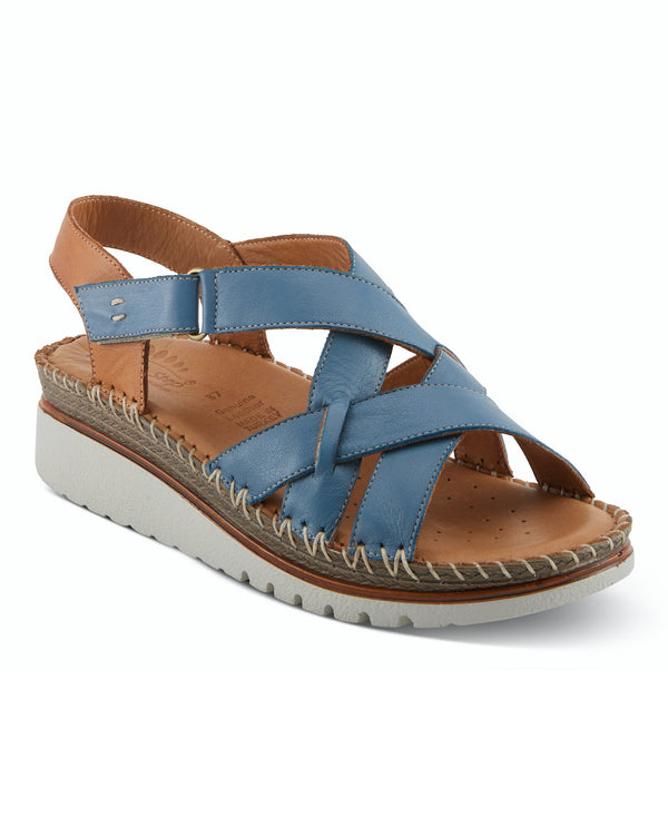 SPRING STEP MIGULA 2-TONE CROSS STRAP SANDALS BLUE