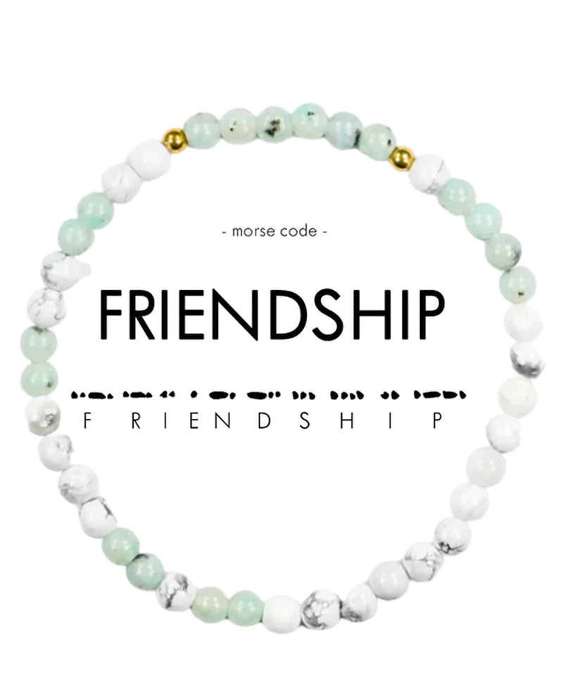 Morse Code Bracelet FRIENDSHIP WHITE/JASPER