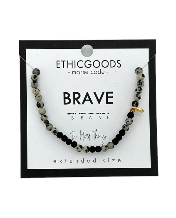 MORSE CODE EXTENDED BRACELET BRAVE DALMATION ONYX