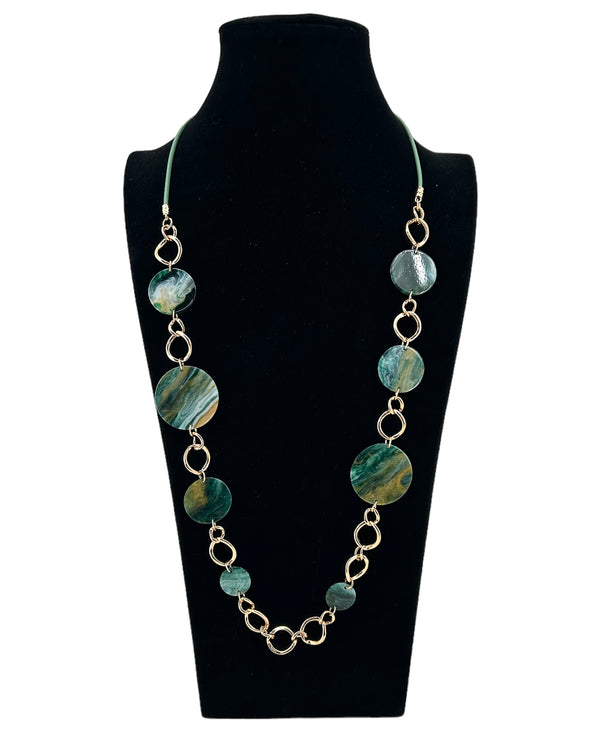 NICKEL FREE RESIN NECKLACE 14397 GREEN