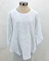 FOCUS COTTON SLUB WOVEN 3/4 SLEEVE TOP NS-108 WHITE