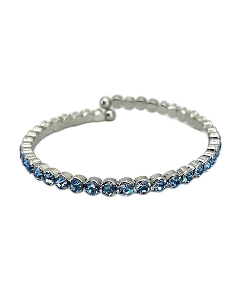 Prongless Large Crystal Stone Bracelet SILVER LIGHT BLUE