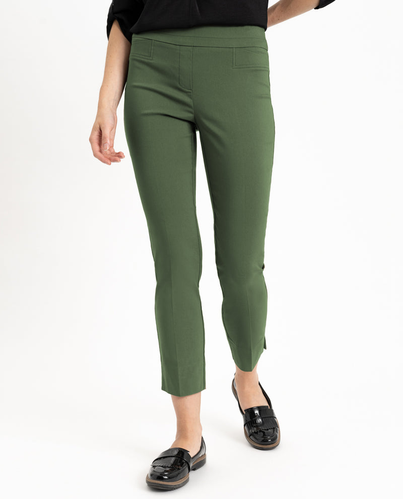 Renuar R1542 Cigarette Ankle Pants - Fashion Colors MILITARY GREEN