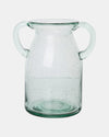 GLASS DOUBLE HANDLE WIDE VASE L0043