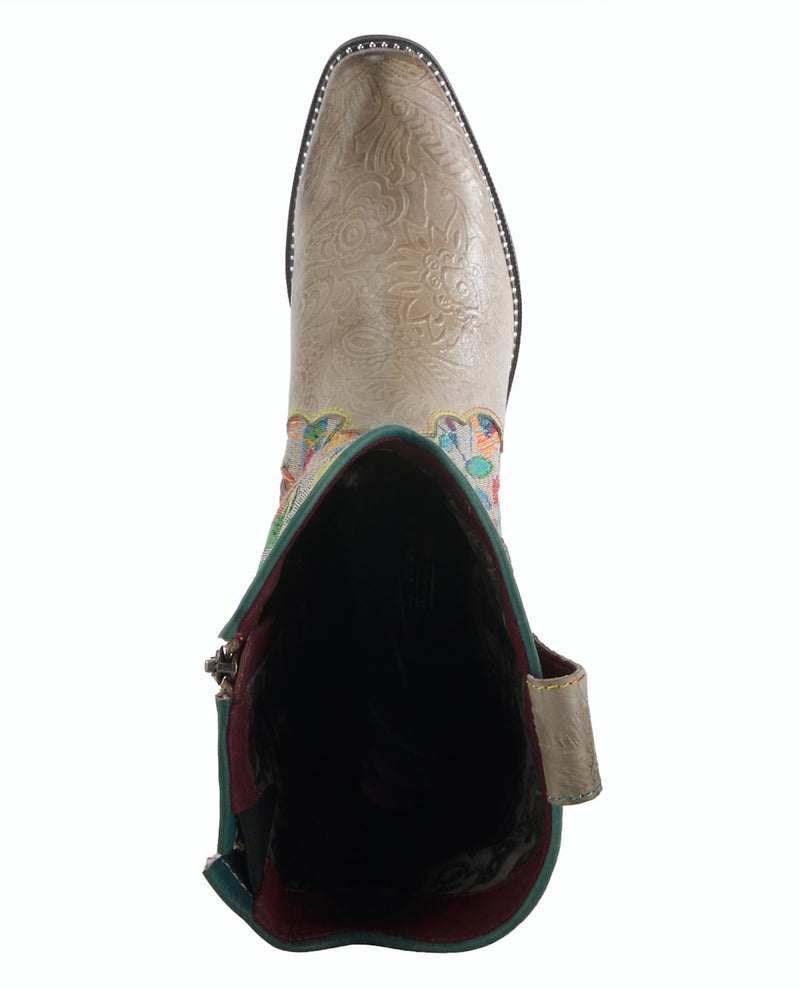L'ARTISTE RODEOQUEEN TALL FLORAL WESTERN BOOT TAUPE MULTI