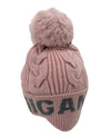 RR653 MICHIGAN CABLE KNIT POM HAT PINK