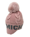 RR653 MICHIGAN CABLE KNIT POM HAT PINK