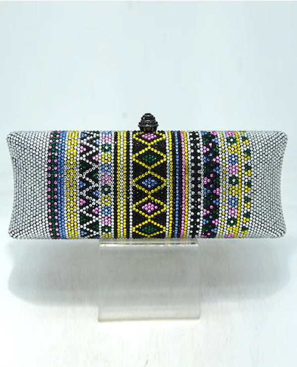 S129 PATTERN BEADED EVENING BAG SILVER