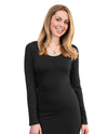 SEAMLESS LONG SLEEVE TUNIC TOP BLACK 7733-5