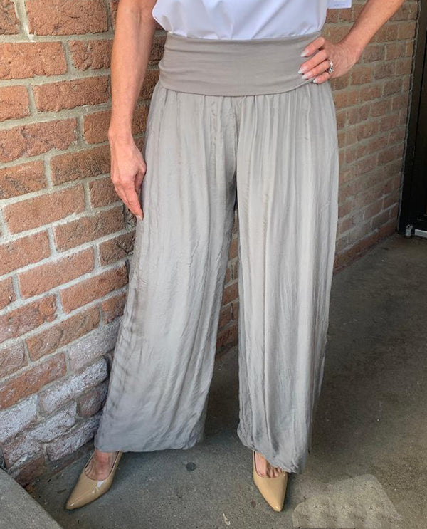 MADE IN ITALY SILK PANT TAUPE