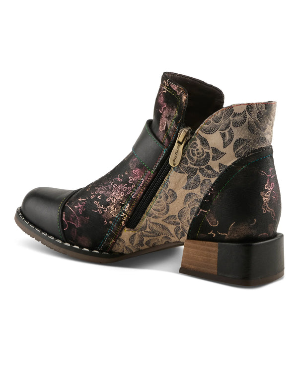 L'ARTISTE SIPPERB PRINT BUCKLE DETAIL ANKLE BOOT BLACK MULTI