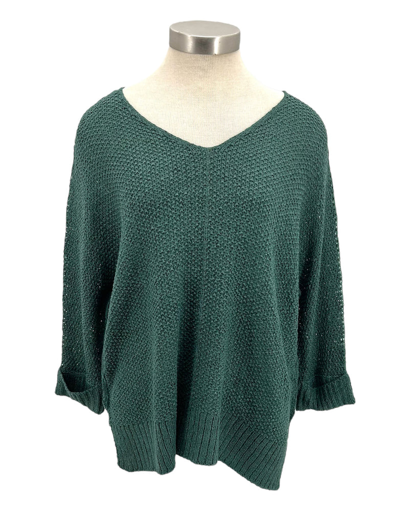 ee:some SK2207 RIBBON BOXY SWEATER SEAGREEN