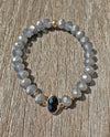 Stack MATTE Stretch Bracelet WITH Center Stone GREY