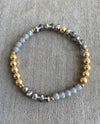 Stack Stretch Bracelet ALTERNATING STONES & BEADS GREY