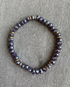 Stackable Stretch Small Crystal & Gold Bead Bracelet PURPLE