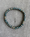 Stackable Stretch Small Crystal & Gold Bead Bracelet TEAL