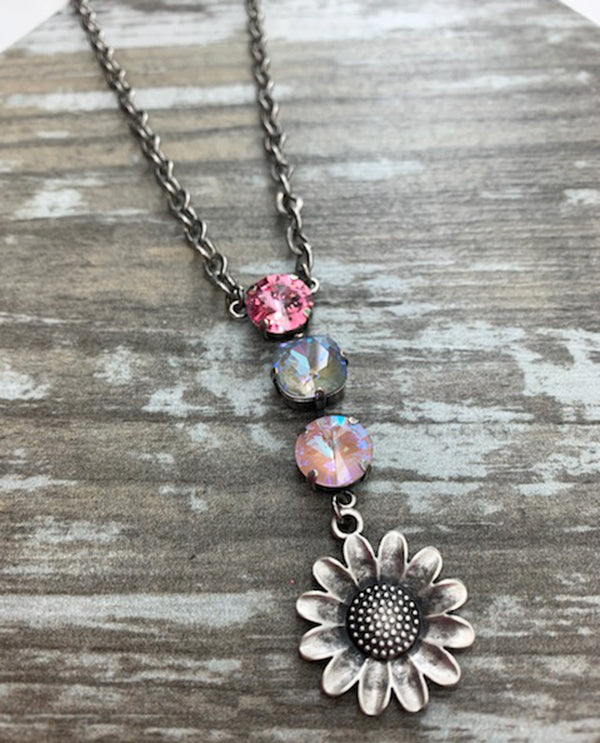Rachel Marie Designs Sunflower Large Stone Ombre Necklace PINK OMBRE 