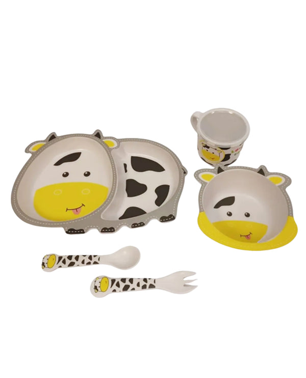 T641493 BABY COW BAMBOO 5 PIECE PLATE SET