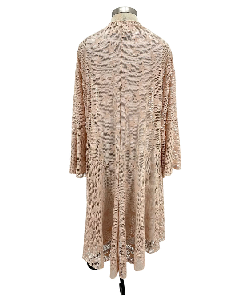 BLUMIN T7849-PLUS MESH STAR PATTERN LONG CARDIGAN TAUPE