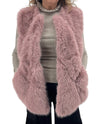 FAUX FUR VEST W/ LEATHER DETAIL O/S Y950