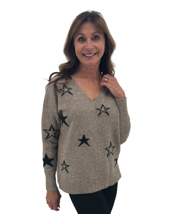 TH-NS1691 V-NECK STARRY SWEATER
